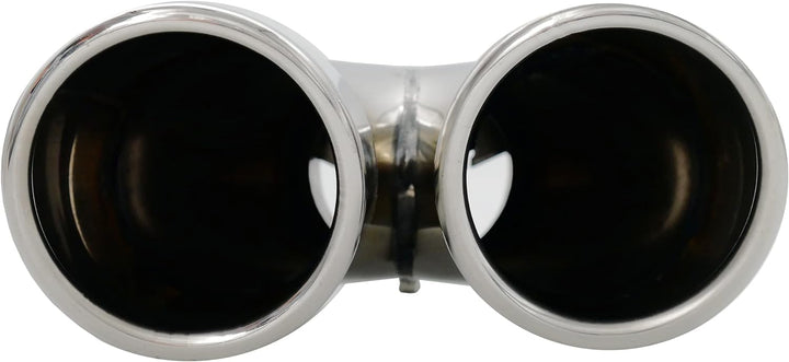Simoni Racing Auspuffzierstück Doppel Rechts Rund/Schräg Edelstahl - Ø70xL220mm - Anschluss ->58mm