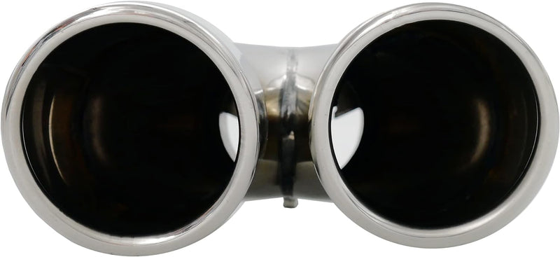 Simoni Racing Auspuffzierstück Doppel Rechts Rund/Schräg Edelstahl - Ø70xL220mm - Anschluss ->58mm