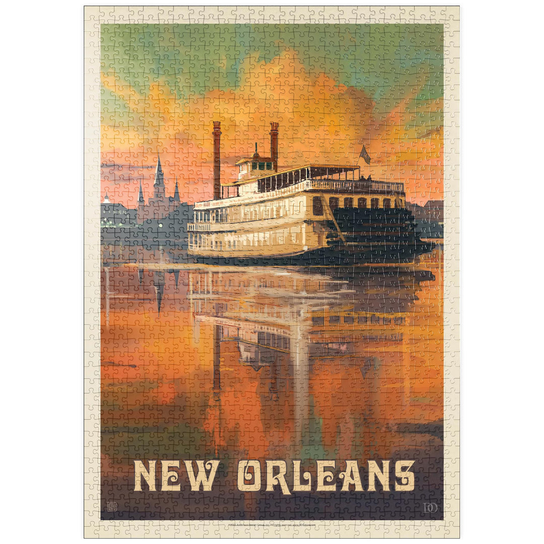New Orleans: Riverboat, Vintage Poster - Premium 1000 Teile Puzzle - MyPuzzle Sonderkollektion von A