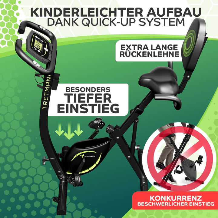 Tretmann NEU 3in1 Heimtrainer Fahrrad klappbar -extra leise & komfortabel - [SoftFoam] DEKRA geprüft