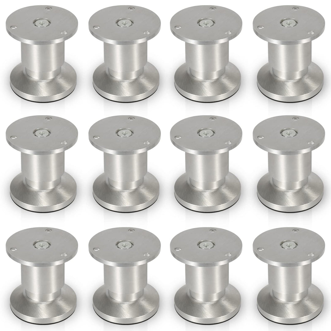 Gimisgu Aluminium Möbelfüsse 12er Set,Runde Möbelfuss Sockelfuss,Höhe 80mm,Höhenverstellbar:15mm,Bel