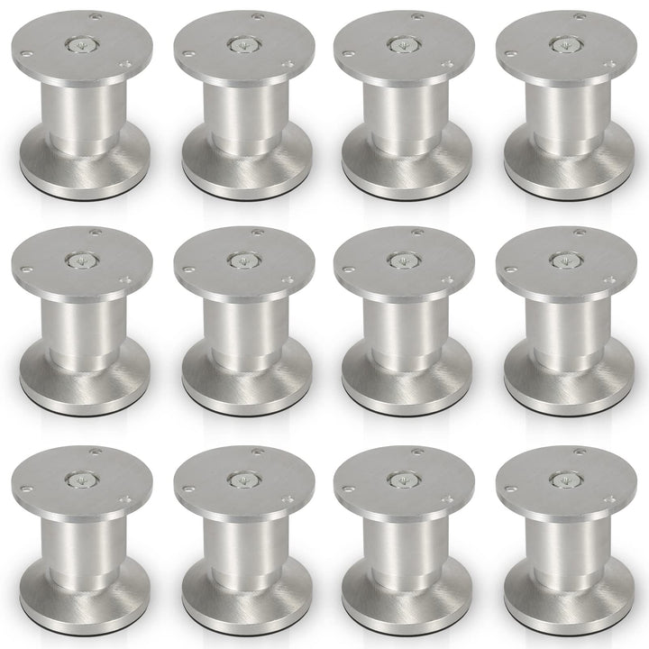Gimisgu Aluminium Möbelfüsse 12er Set,Runde Möbelfuss Sockelfuss,Höhe 80mm,Höhenverstellbar:15mm,Bel