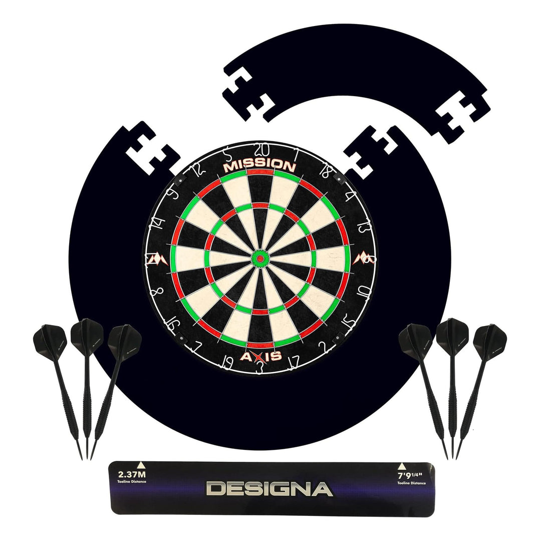 Mission Darts SU082 Axis Home Center | Darts und Dartscheibe Komplettpaket inkl. Surround und Oche m