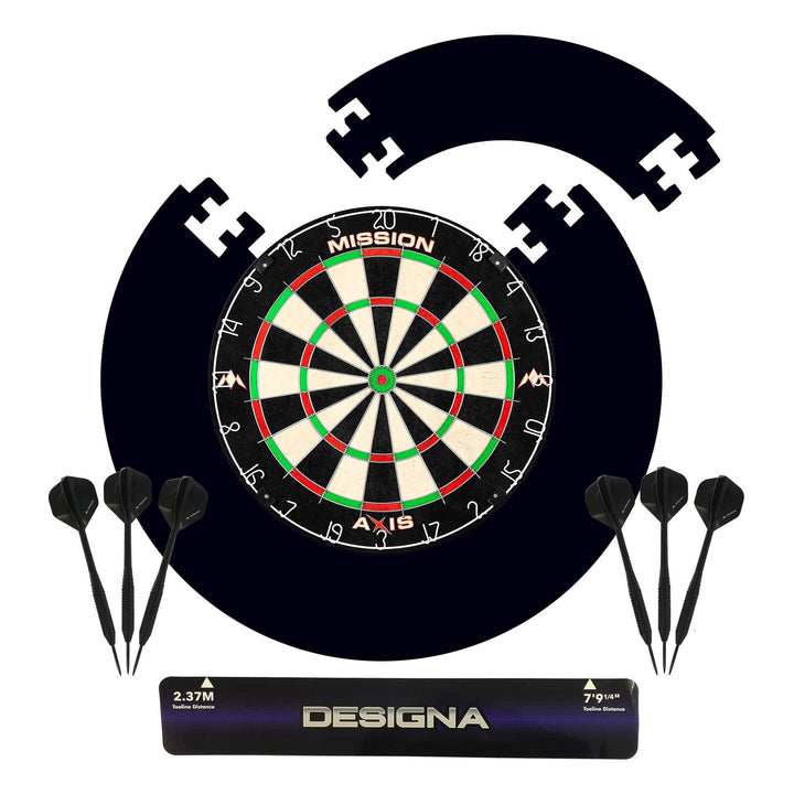 Mission Darts SU082 Axis Home Center | Darts und Dartscheibe Komplettpaket inkl. Surround und Oche m