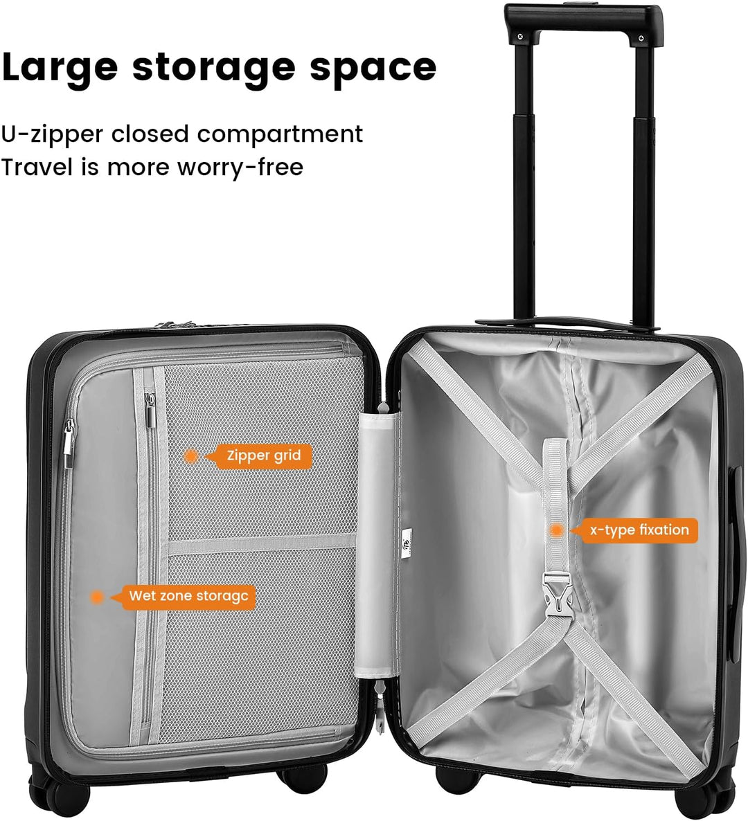 Handgepäckkoffer 20 Zoll mit Laptopfach, Leichte Koffer Hartschale und TSA-Schloss, Kabinengepäck mi