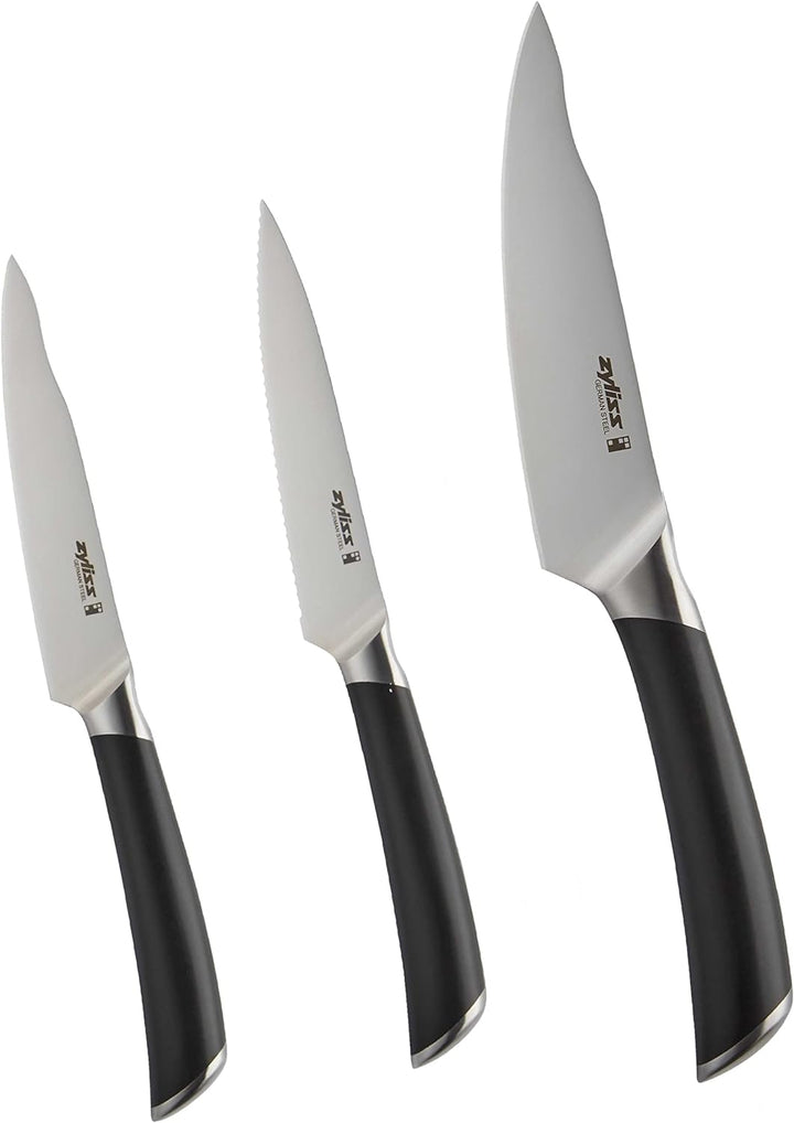 Zyliss E920278 Comfort Pro Messer Set 3-Teilig, Deutscher Edelstahl, Black Handle, 1x Gemüsemesser,