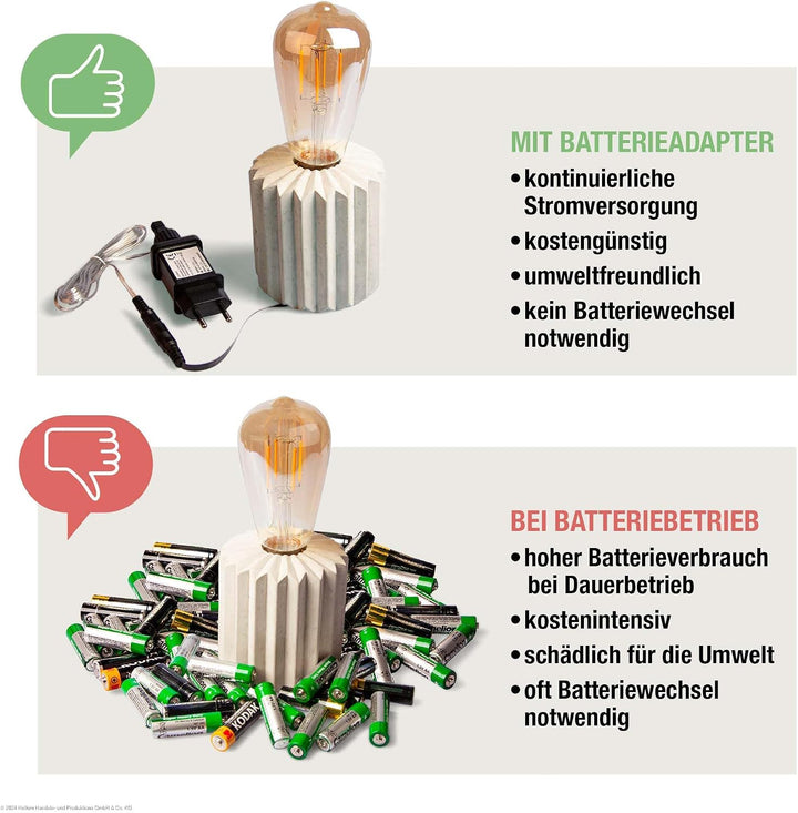 Hellum Batterieadapter 2X AAA 3 V Netzteil Adapter 2 AAA Batterien, 1,8 m transparentes Kabel, flach