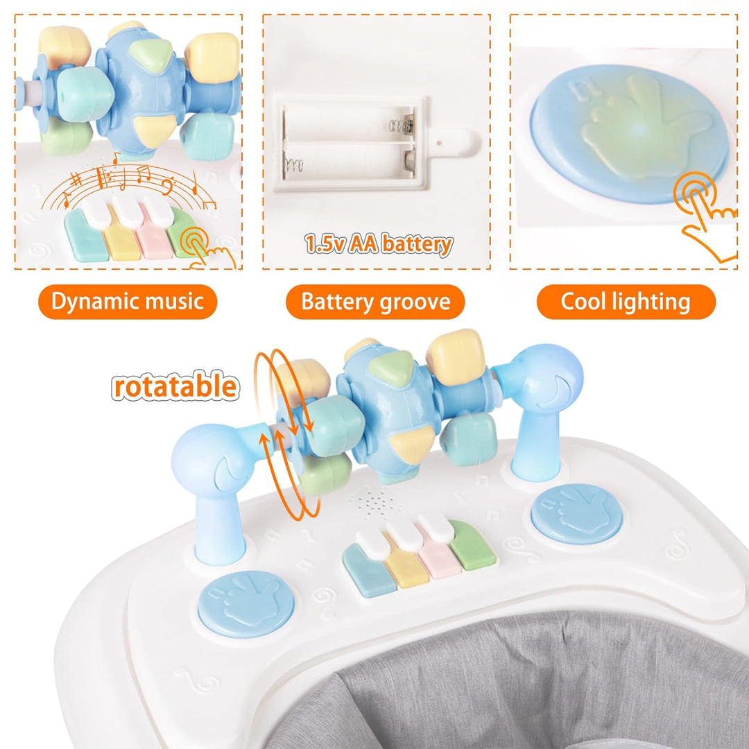 OHMG Babywalker Lauflernwagen, 5 in 1, Lauflernwagen, Wippfunktion, Babywippe mit Rollen, Licht, Mus