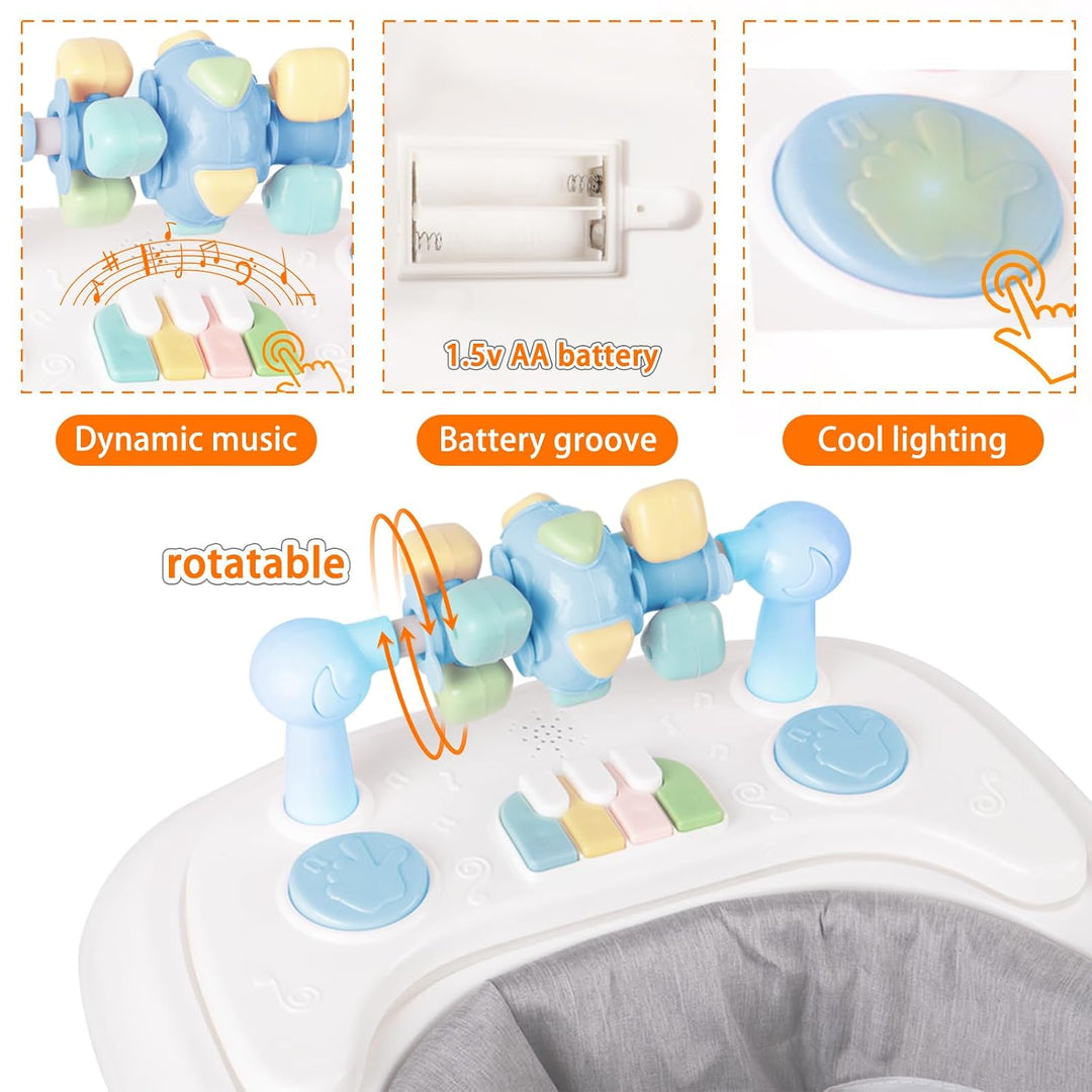 OHMG 4-in-1 Lauflernhilfe für Babys mit interaktivem Multiaktivitätstablett mit abnehmbarer Musik, h