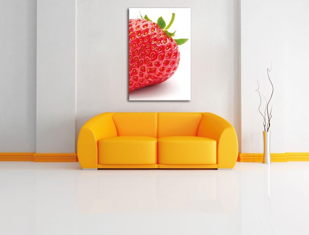 Erdbeere Strawberry Obst, Format: 100x70 auf Leinwand, XXL riesige Bilder fertig gerahmt mit Keilrah