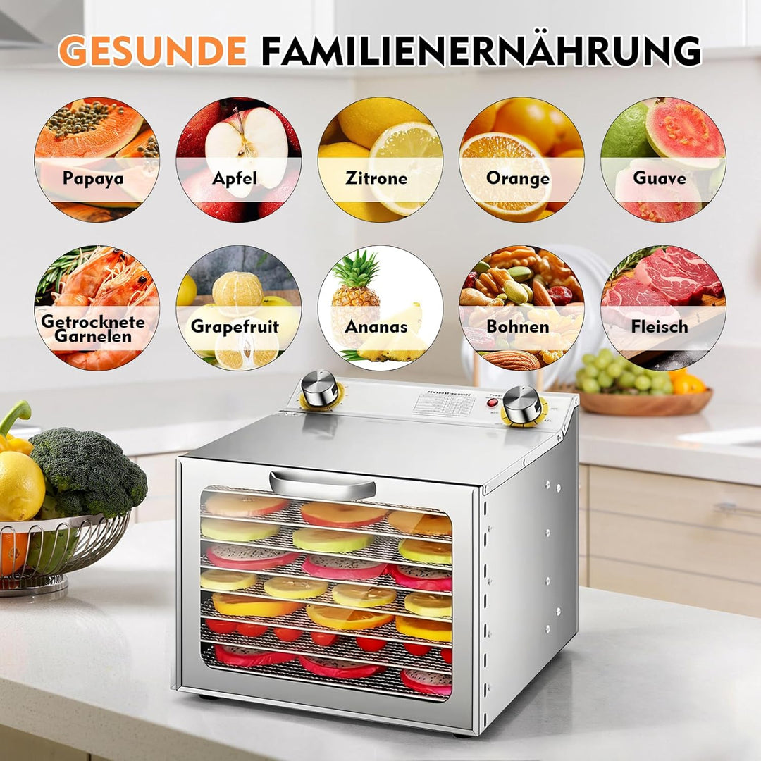 Dörrautomat,Dörrautomat Edelstahl,Gefriertrockner für zuhause,Dörrgerät für Lebensmittel,Dehydrator