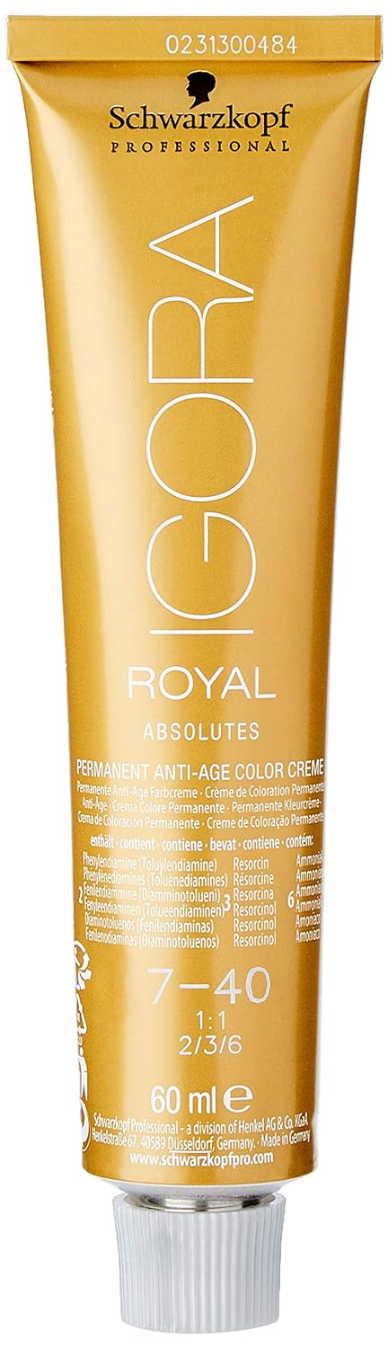 Schwarzkopf Professional Igora Royal Absolutes 7-40 mittelblond beige natur, 1er Pack (1 x 60 ml) 7-
