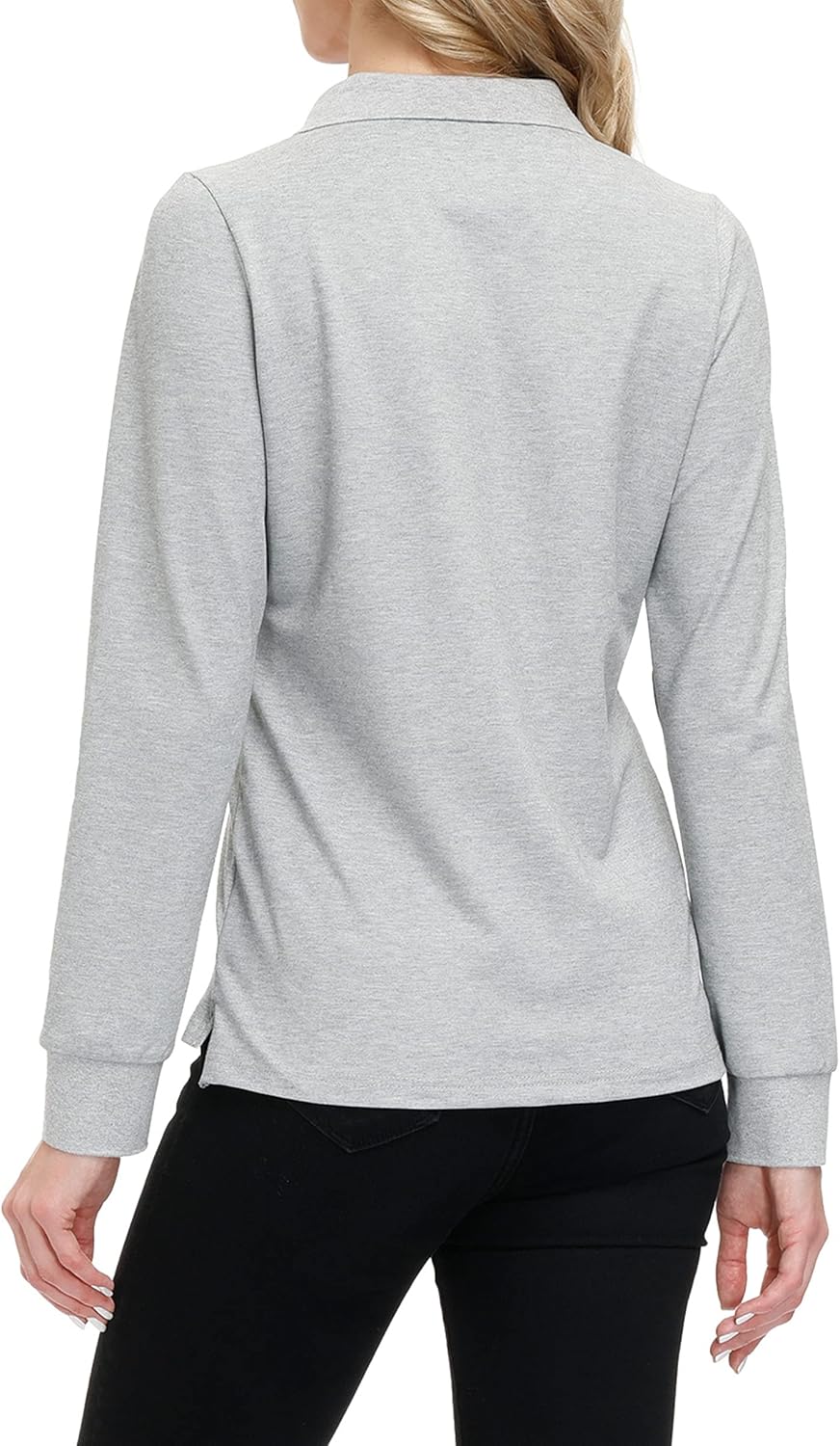 MoFiz Damen Poloshirt Langarm Baumwolle Polohemd Sport Polo Wintershirts mit Reissverschluss Kragen