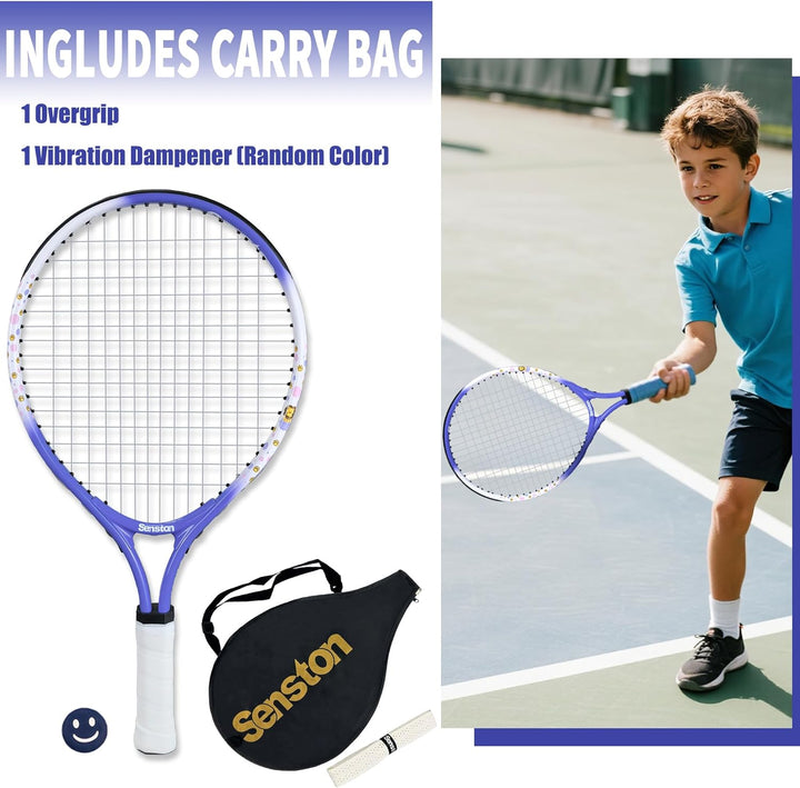 Senston Tennisschläger 17/23 Zoll Tennis Racket für Jugendliche– Leicht, Langlebig, Einfach zu greif