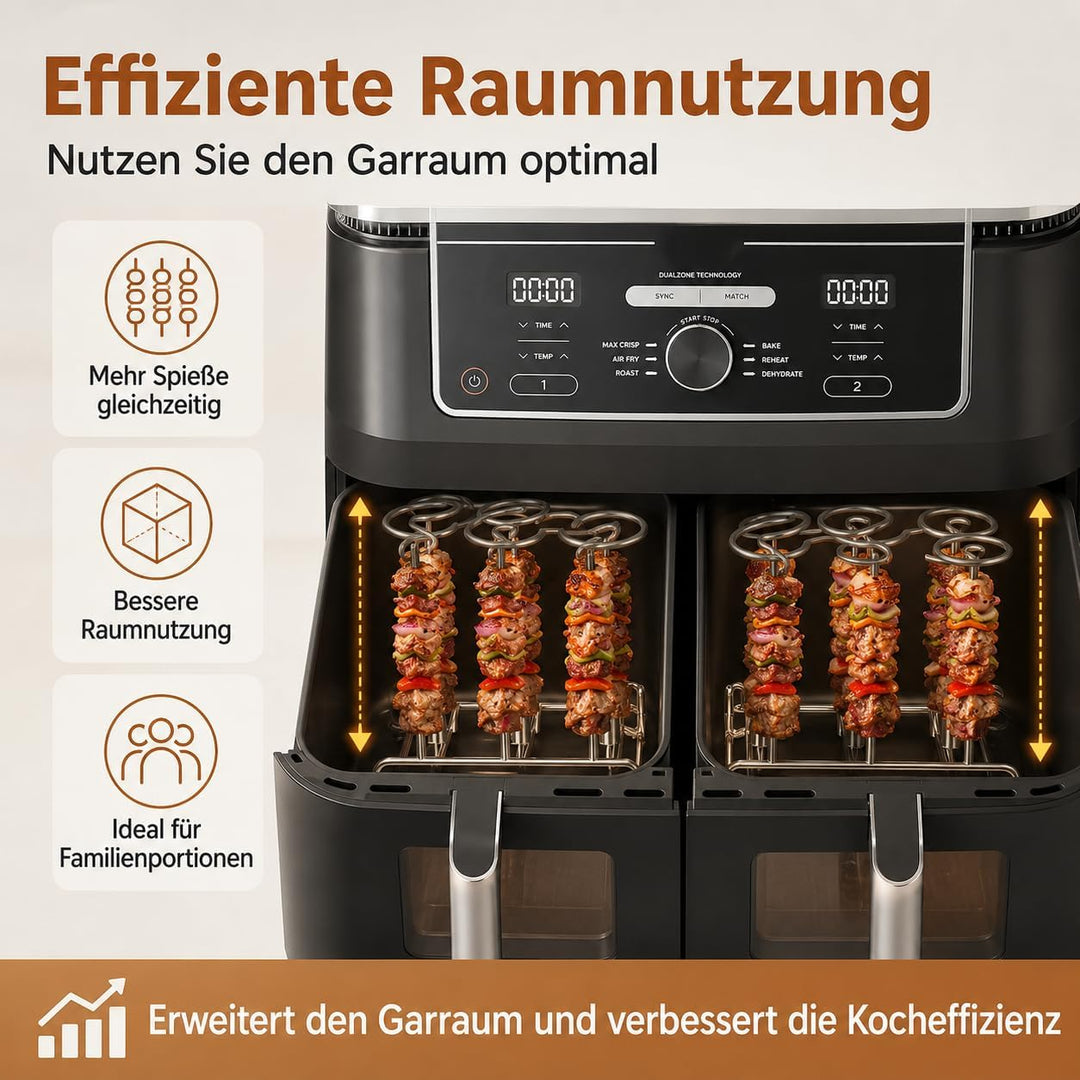 2×304 Edelstahl Heissluftfritteuse Spiessen Grillrost für Ninja Foodi AF500EU/ AF400 EU/AF300EU/SL40