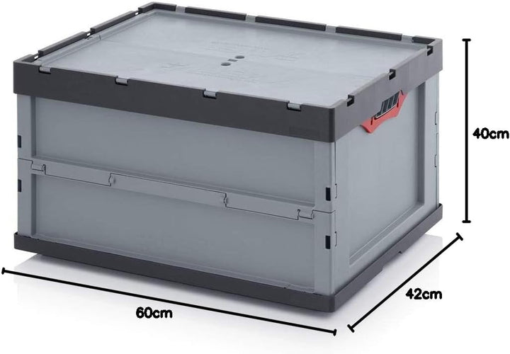 Faltbox + Deckel Auer FBD 64/42 Klappbox Kunststoff Box 60 x 40 x 42cm Volumen 87L | Stapelbehälter