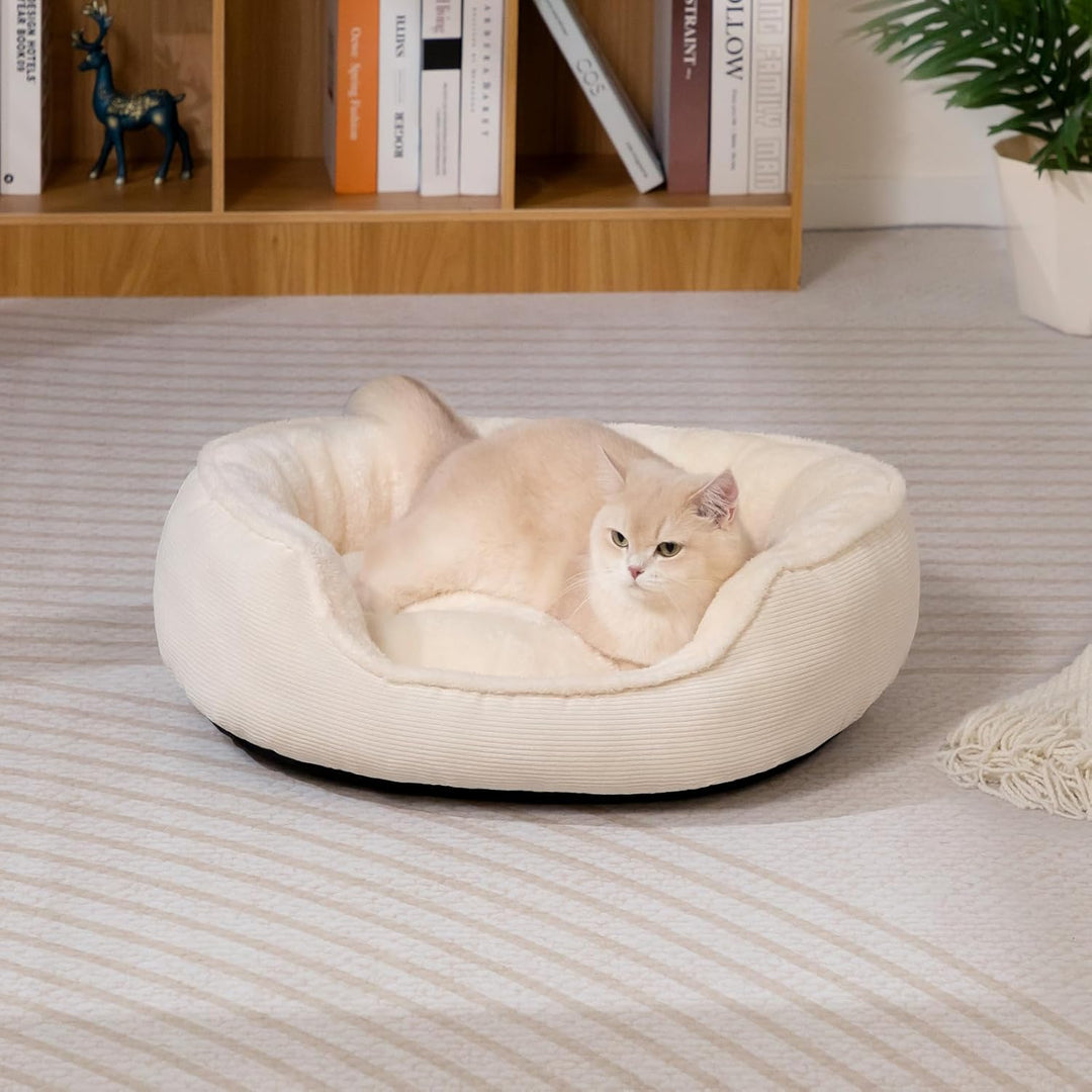 Hollypet Katzenbett Kleines Hundebett, Rundes Haustierbett für Katzen und Welpen, Weiches Schlafbett