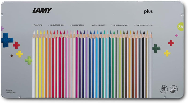 LAMY 1226065 plus Farbstifte 530 36er-Set: Metallbox mit 36 Farbstiften aus hochwertigem Zedernholz