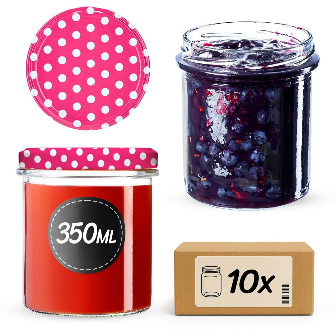 KADAX 10er Set Marmeladengläser 350ml TO82, Einmachgläser Vorratsgläser Mason Jar mit Schraubdeckel,