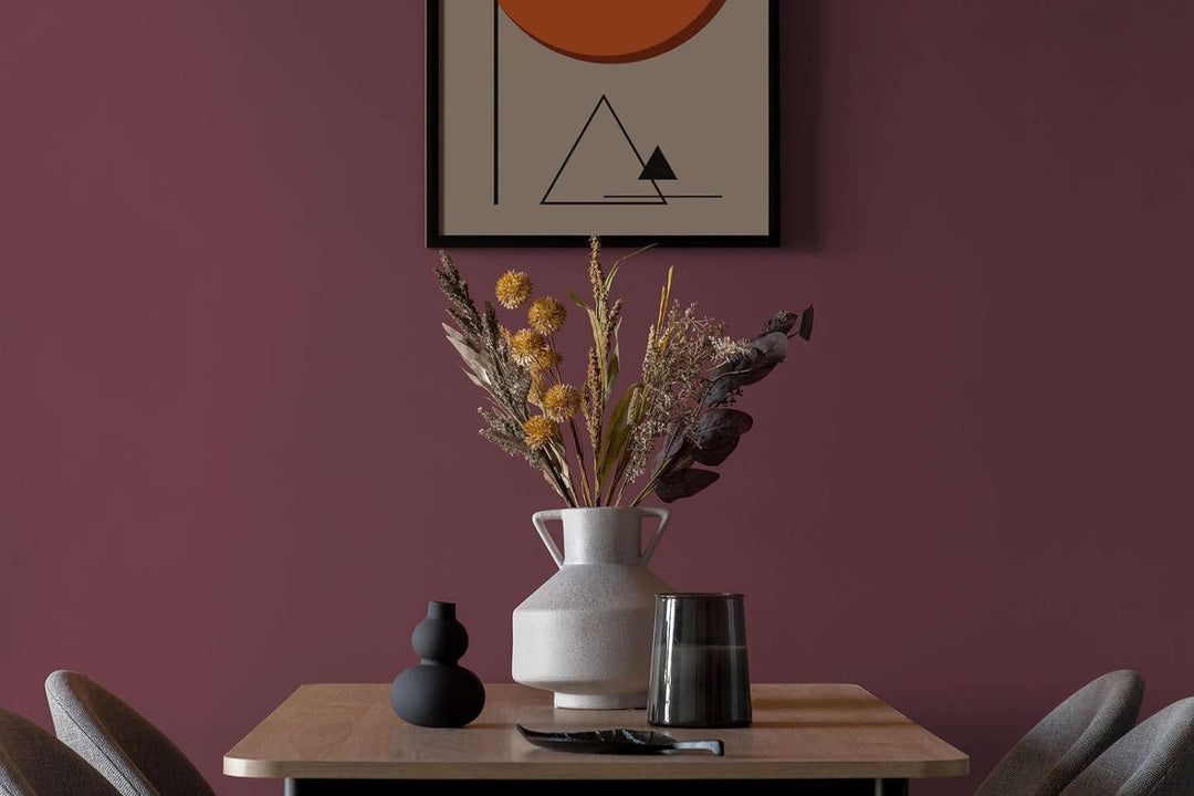 New Walls Premium Wandfarbe Rot, Bordeauxrot Liquid Luxury Dispersionsfarbe für Innenräume – 1 L 100