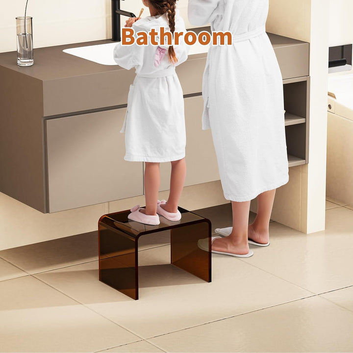 Acryl-Tritthocker, Kleiner transparenter Fusshocker für Badezimmer, Schlafzimmer, Küche, belastbar b