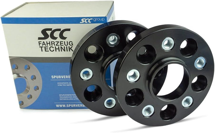 SCC Spurverbreiterung 13012BWS - Buchse schwarz eloxiert - LK: 130/5 NLB: 71,6 GEW: M14x1,5 - 20mm -