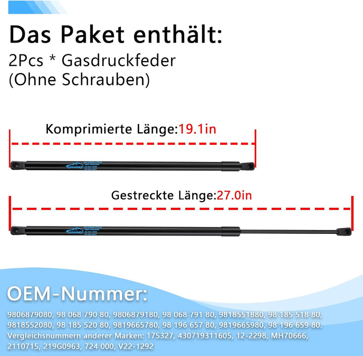 2Pcs Heckklappendämpfer für Citroen C4 Grand Picasso 2 2013-2018, für Citroen C4 Grand Spacetourer 2