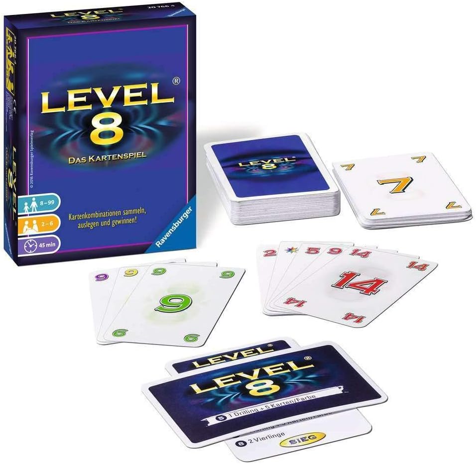Ravensburger 20766 - Level 8, Kartenspiel ab 8 Jahren, Gesellschaftsspiel für 2-6 Spieler, Familiens