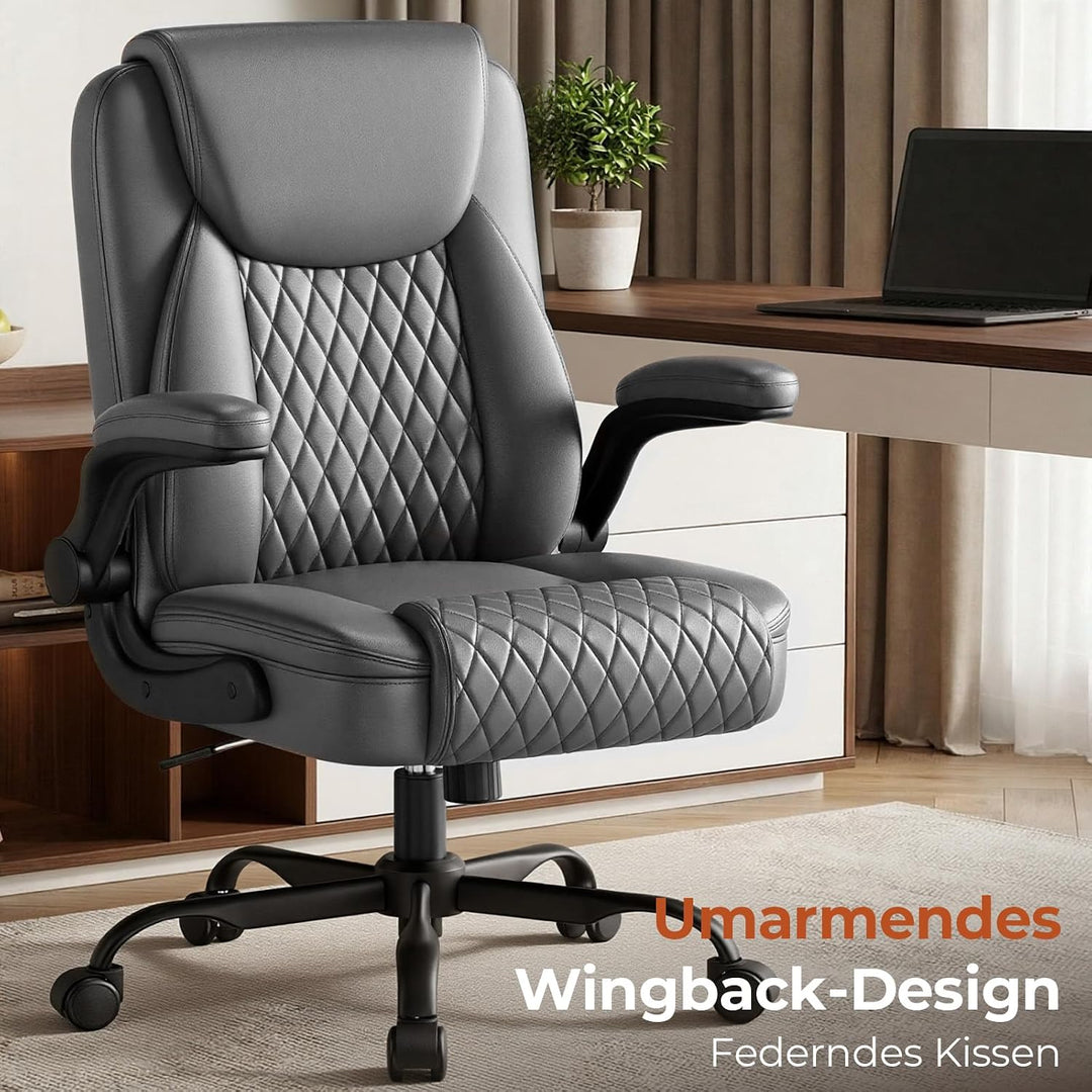 GTPLAYER Bürostuhl Ergonomisch, Schreibtischstuhl, Chefsessel mit Hoher Rückenlehne, Hochklappbaren