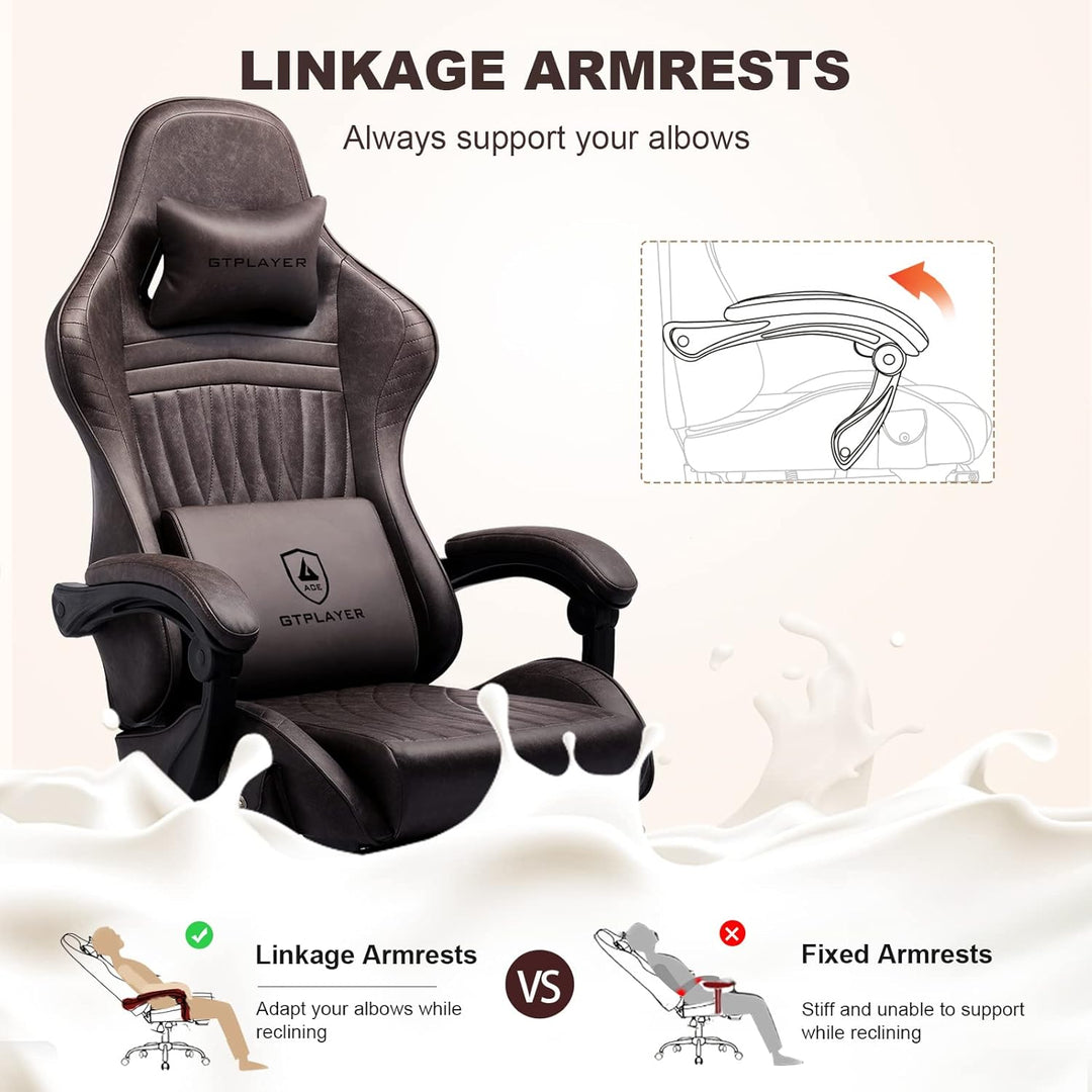 GTPLAYER Gaming Stuhl, Ergonomischer Gaming Sessel Schreibtischstuhl PC Gamer Racing Stuhl mit Fusss