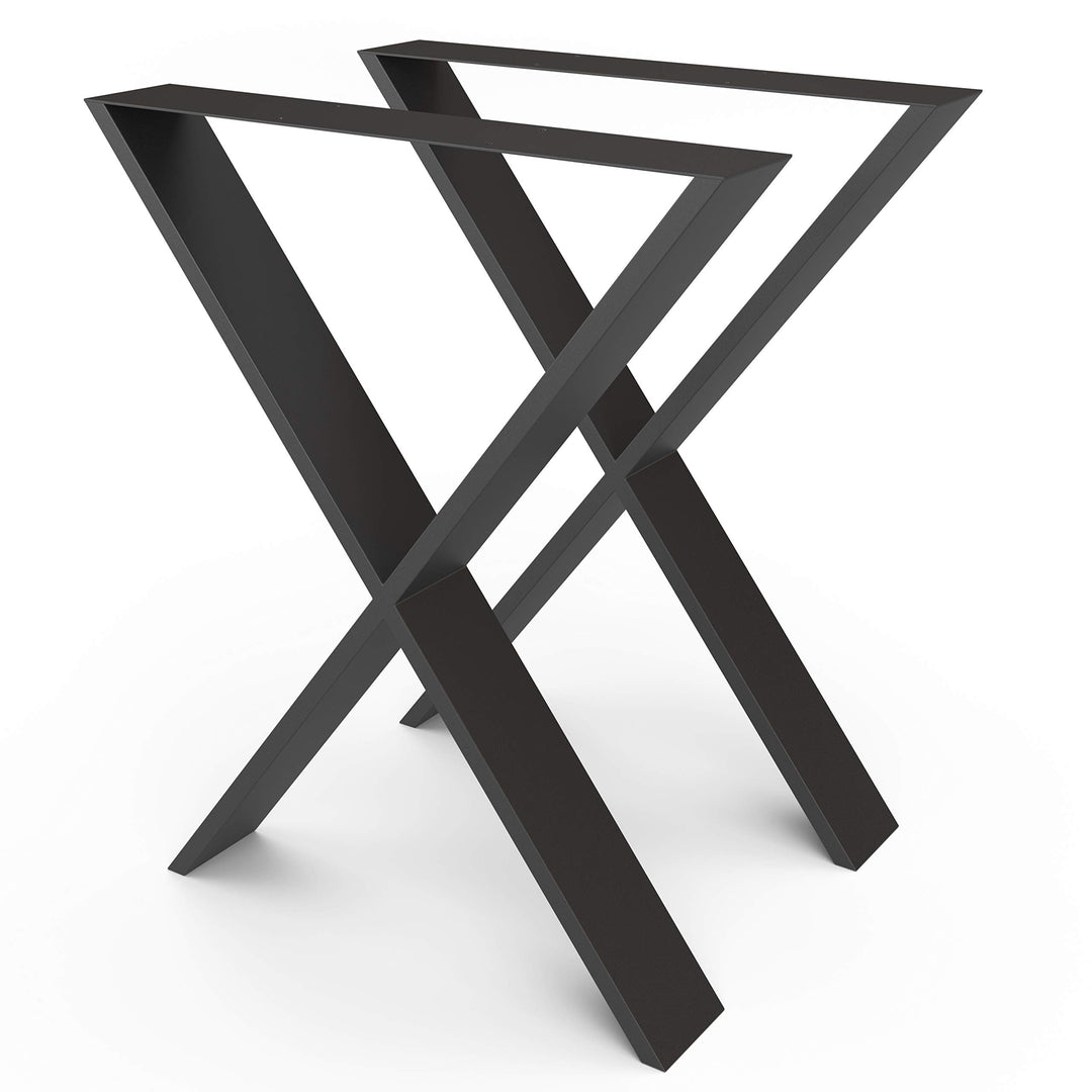 sossai® Stahl Tischgestell Tischkufen Tischbeine X-Form | TKX3 | Farbe: Schwarz | 2 Stück | Breite 6