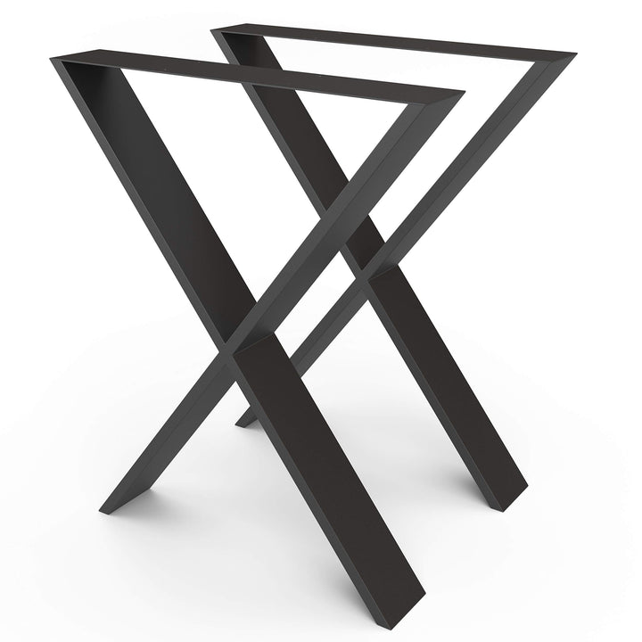 sossai® Stahl Tischgestell Tischkufen Tischbeine X-Form | TKX3 | Farbe: Schwarz | 2 Stück | Breite 6