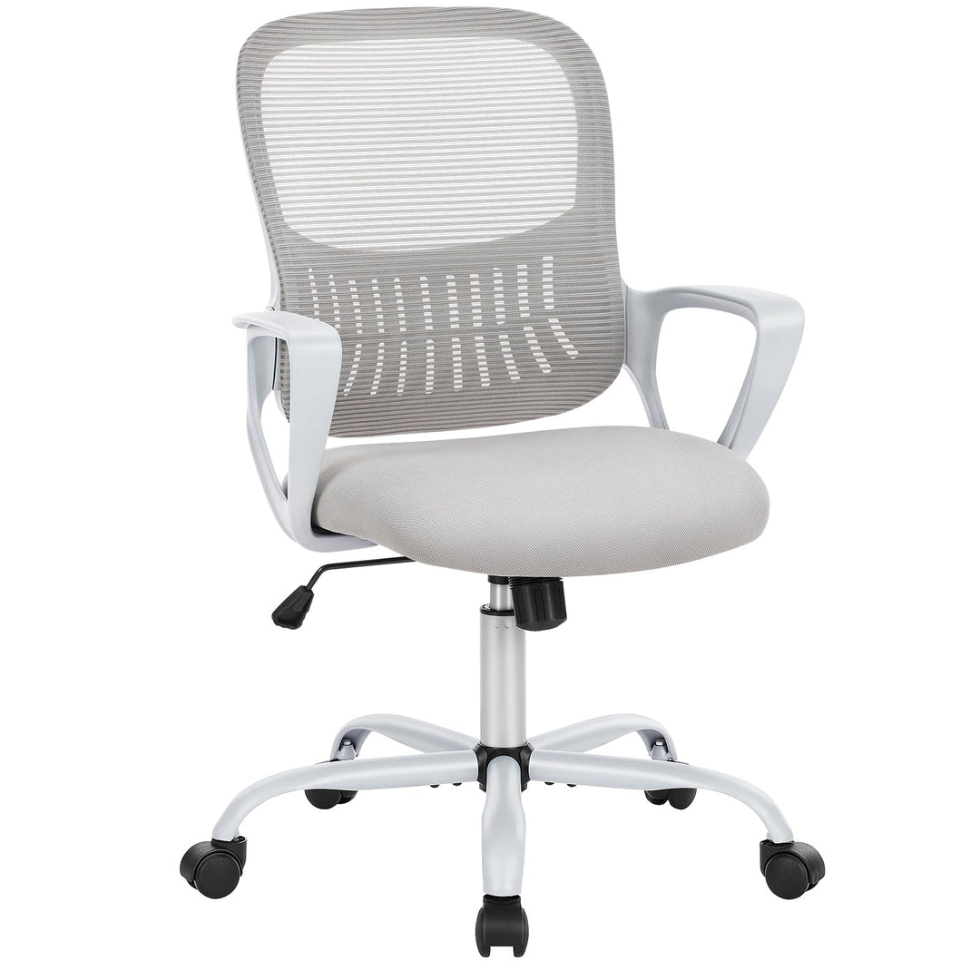 Sweetcrispy Bürostuhl Ergonomisch, Schreibtischstuhl mit Lendenwirbelstütze, Verstellbaren Armlehnen