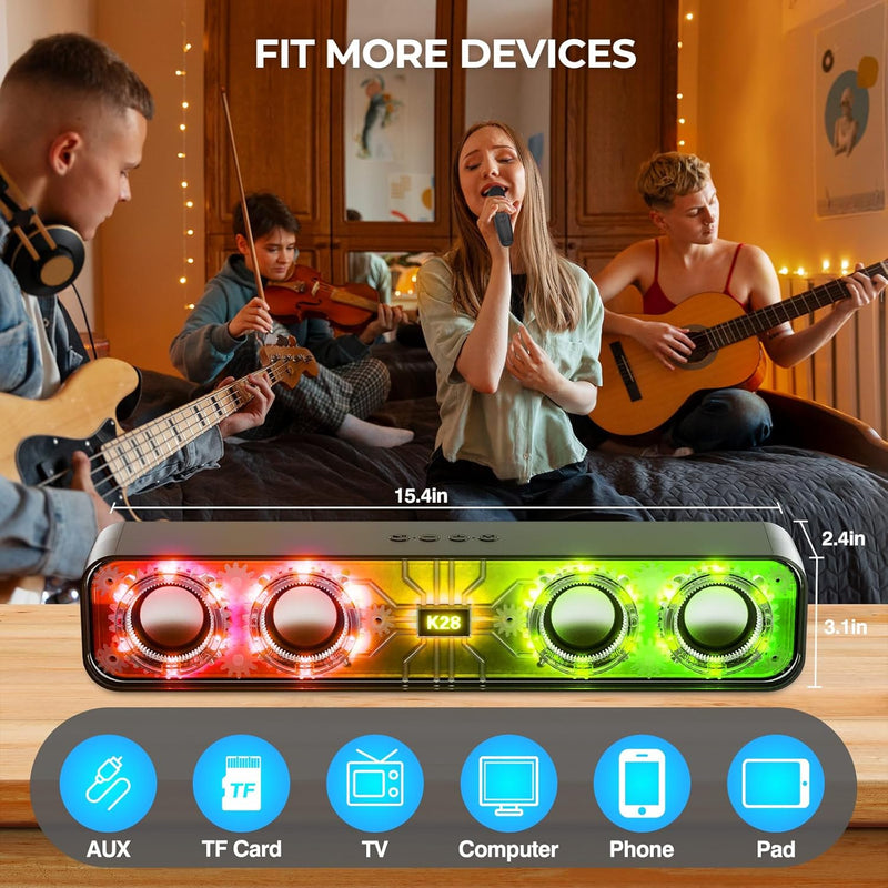 Ankuka Portable Bluetooth Wireless Karaoke Lautsprecher, TV-Lautsprecher mit Bluetooth und 2 Mikrofo