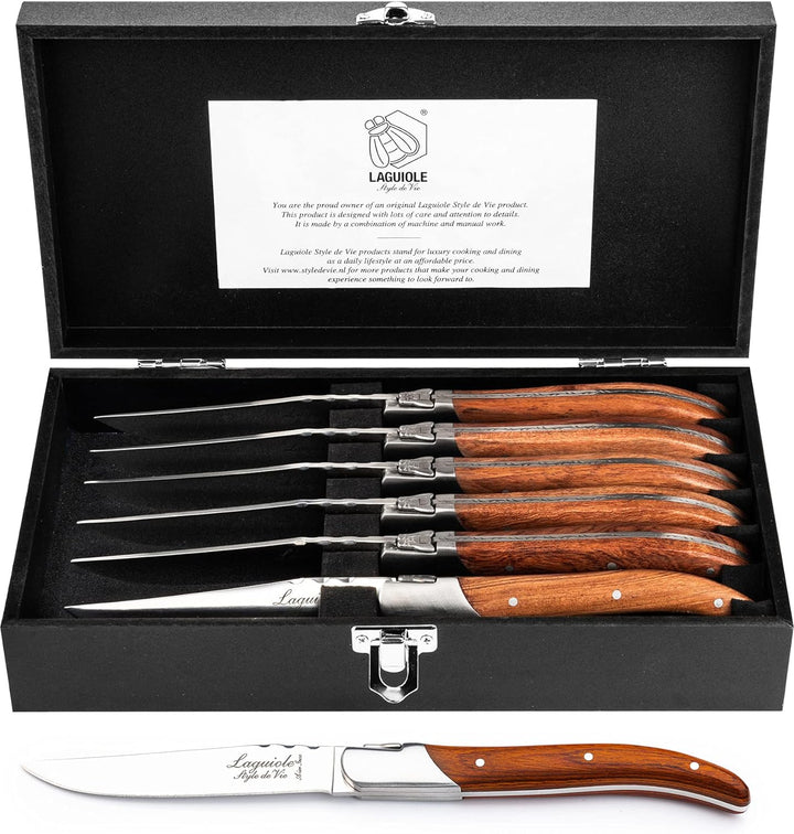 Laguiole Style de Vie Steakmesser Luxury Line, 6-teilig, Rosenholz