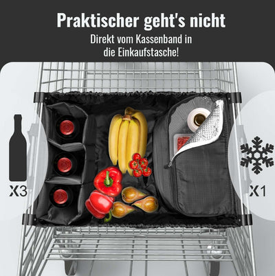 achilles Easy-Carrier Alu, Faltbare Einkaufswagentasche mit Kühlfach und Flaschenfach, Einkaufstasch