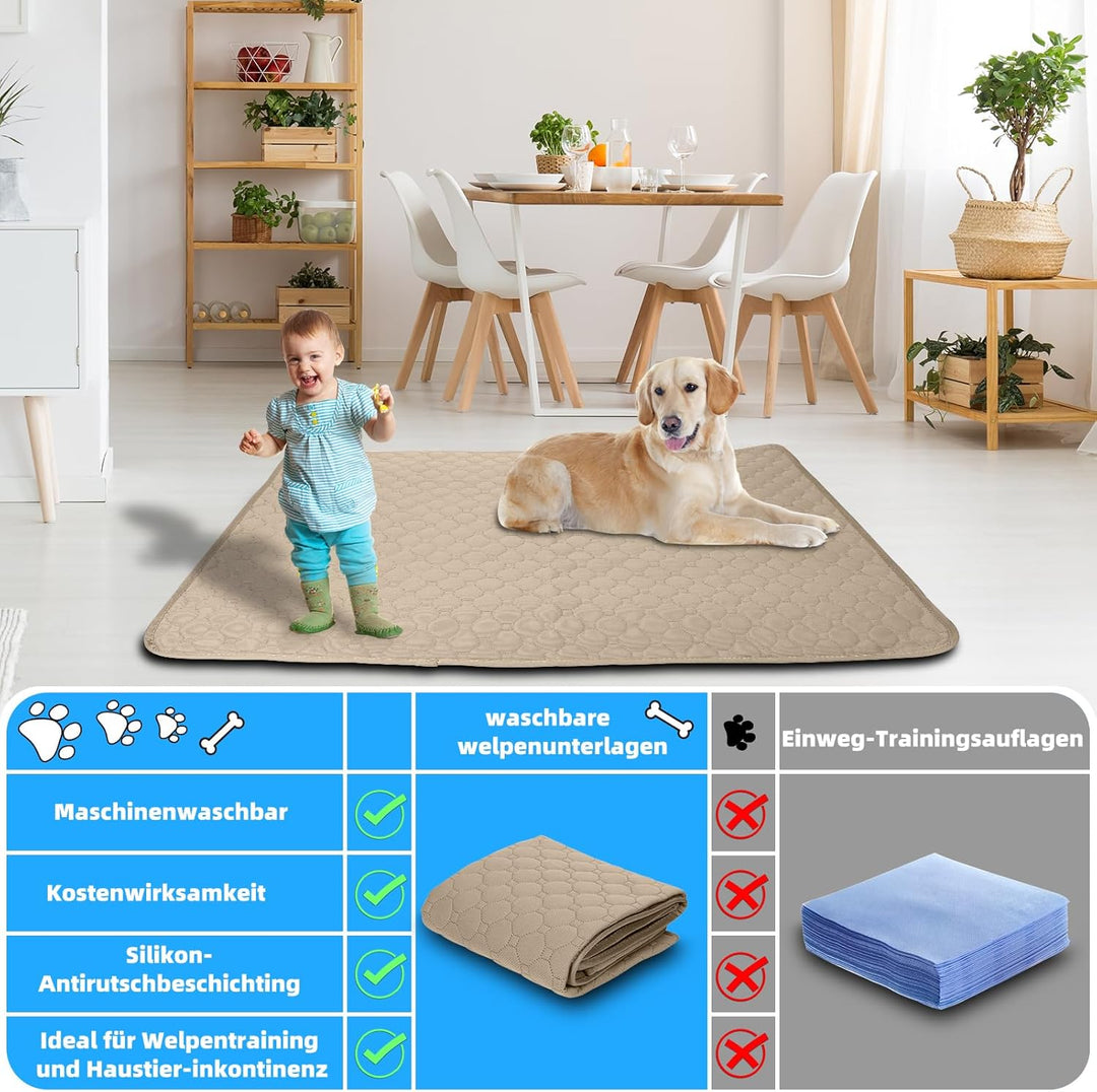 Waschbar Haustier-Urinunterlage, 2 Stück 100*70 cm Wiederverwendbare Welpenunterlagen Matte für Hund