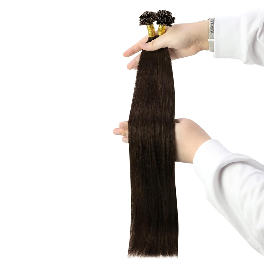 YoungSee Echthaar Extensions Bondings Braun 35cm Bonding Extensions Echthaar 1g Braun Remy Hair Exte