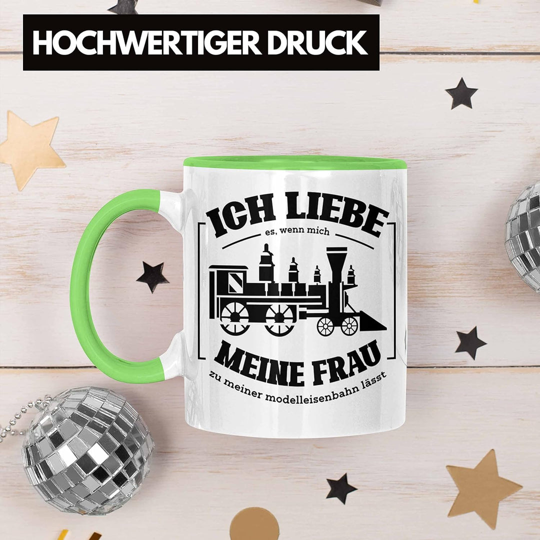 Trendation - Lustige Modelleisenbahn Tasse Geschenk für Eisenbahner (Grün), Grün