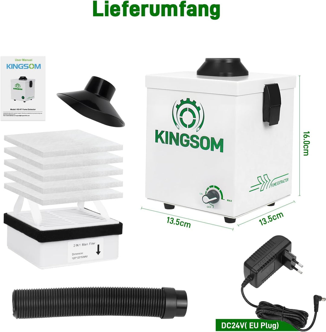 KINGSOM K7 Lötabsaugung [Schnelle] Lötrauchabsaugung, 2-in-1 HEPA & Aktivkohlefilter Löt Absaugung 9