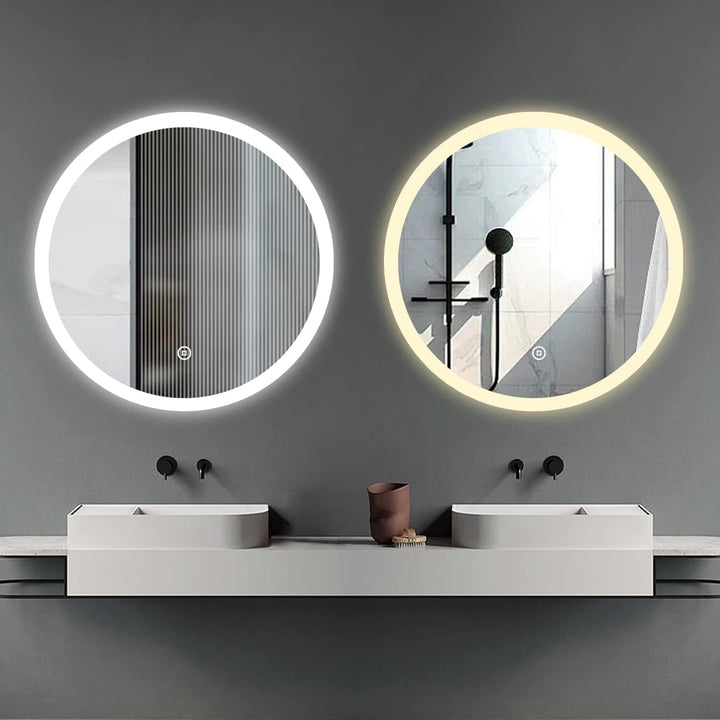 Boromal LED Badspiegel Rund mit Beleuchtung 60x60cm LED Spiegel Rund 3000K-6500K 1810LM Runder Badez