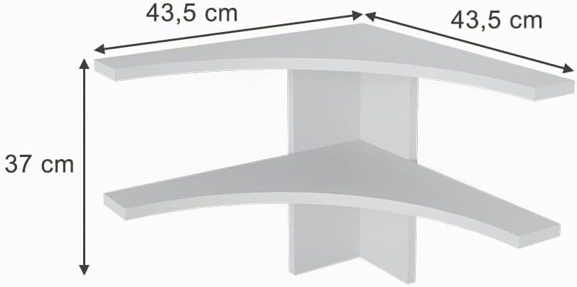 Vicco Eckregal Roman, Weiss, 43.5 x 37 cm, geeignet für platzsparende Ecklösungen im Essbereich Weis