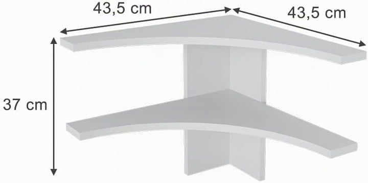 Vicco Eckregal Roman, Weiss, 43.5 x 37 cm, geeignet für platzsparende Ecklösungen im Essbereich Weis
