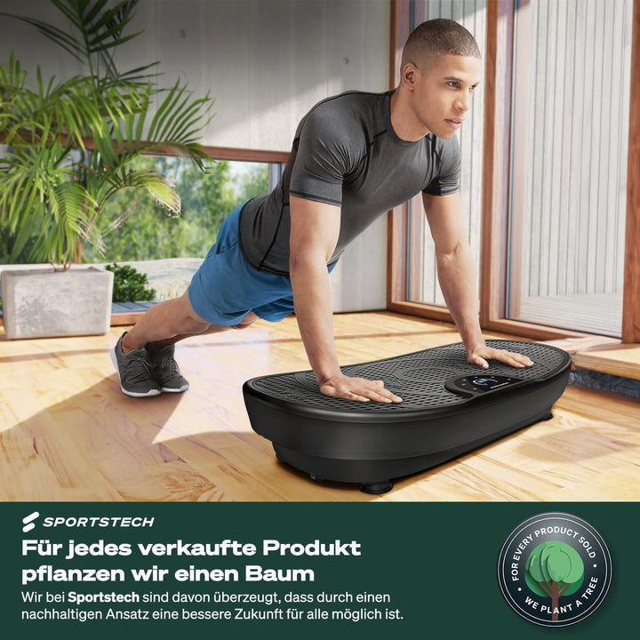 Sportstech Vibrationsplatte VP250 im edlen Curved Slim Design | Fettverbrennung &amp; Muskelaufbau | lei