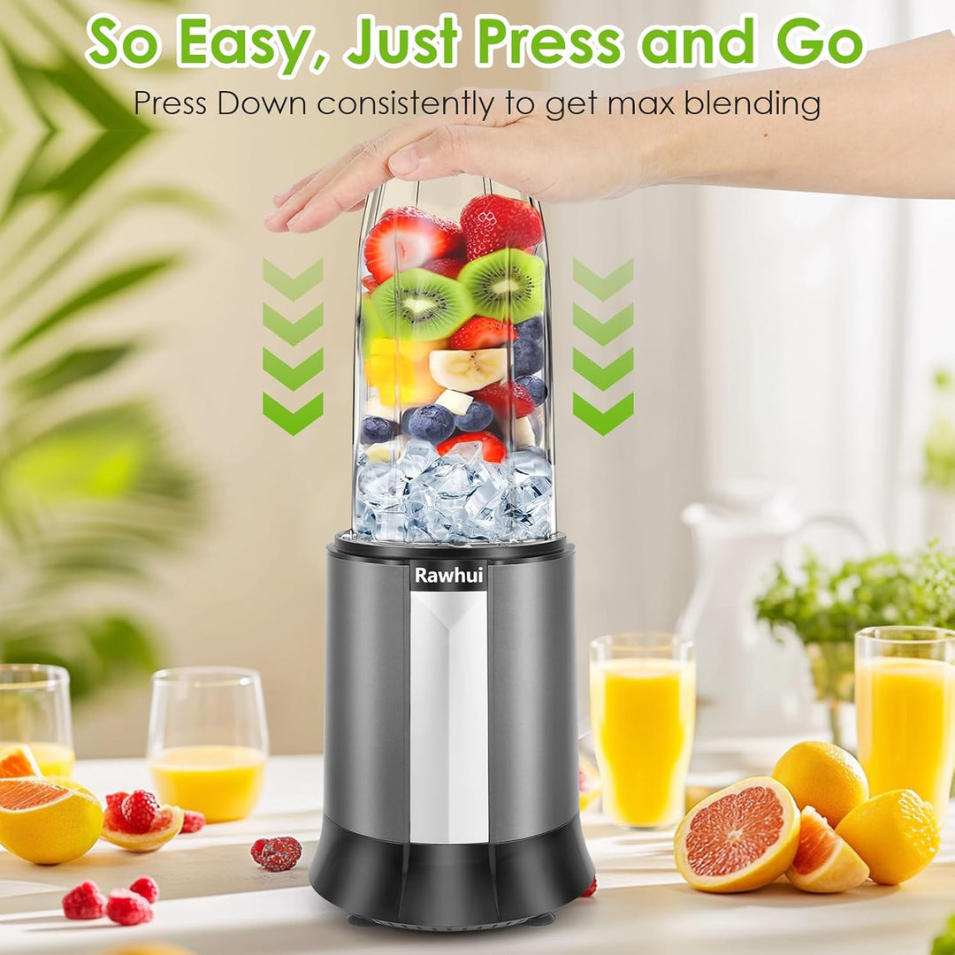 Rawhui Mixer Smoothie Mixer 1300W Blender Elektrisch standmixer mit 2 flaschen & 6-Klingen Edelstahl