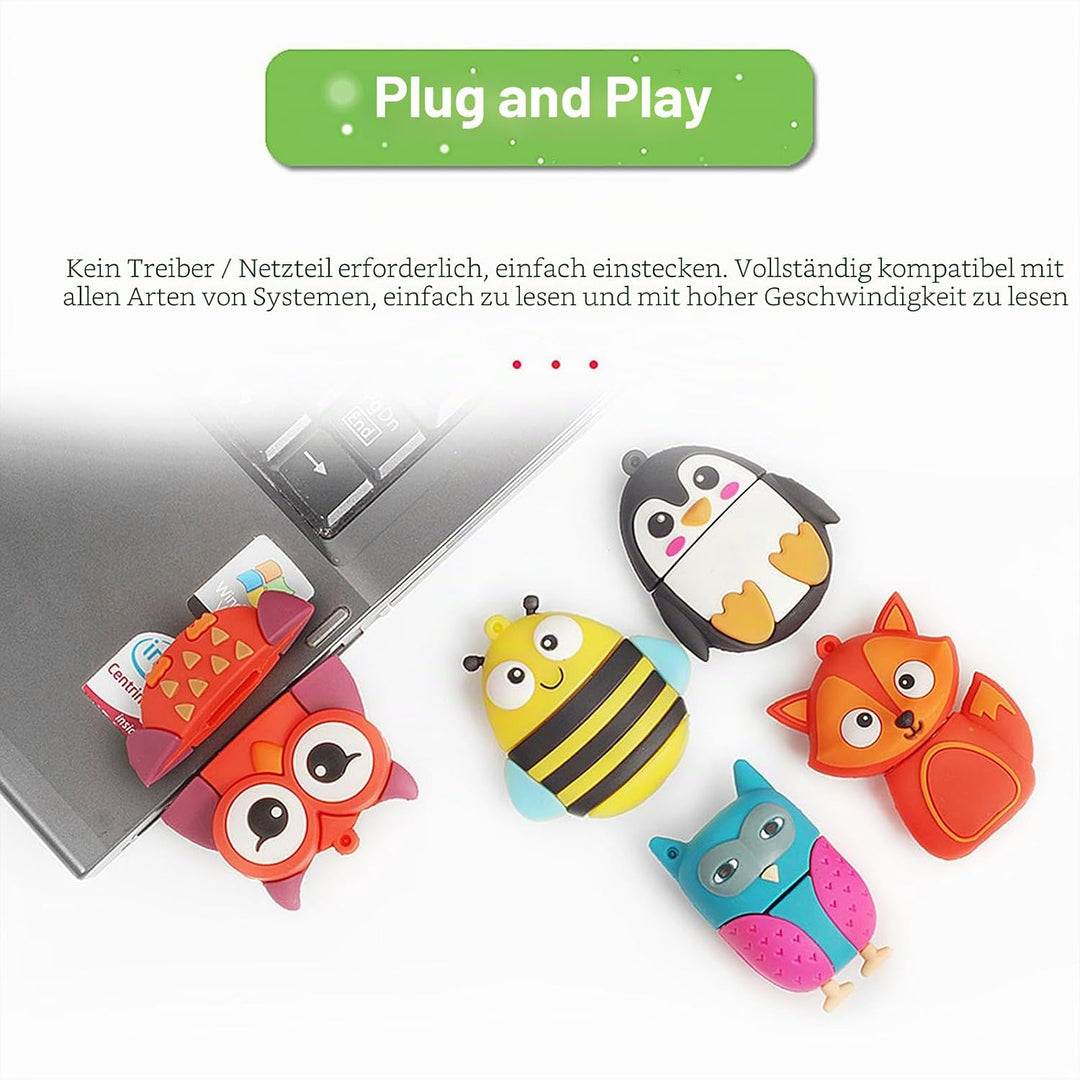 LEIZHAN 16GB*5 USB-Stick Hochgeschwindigkeits-Silikon Memory Stick Cartoon Speicherstick Flash-Speic