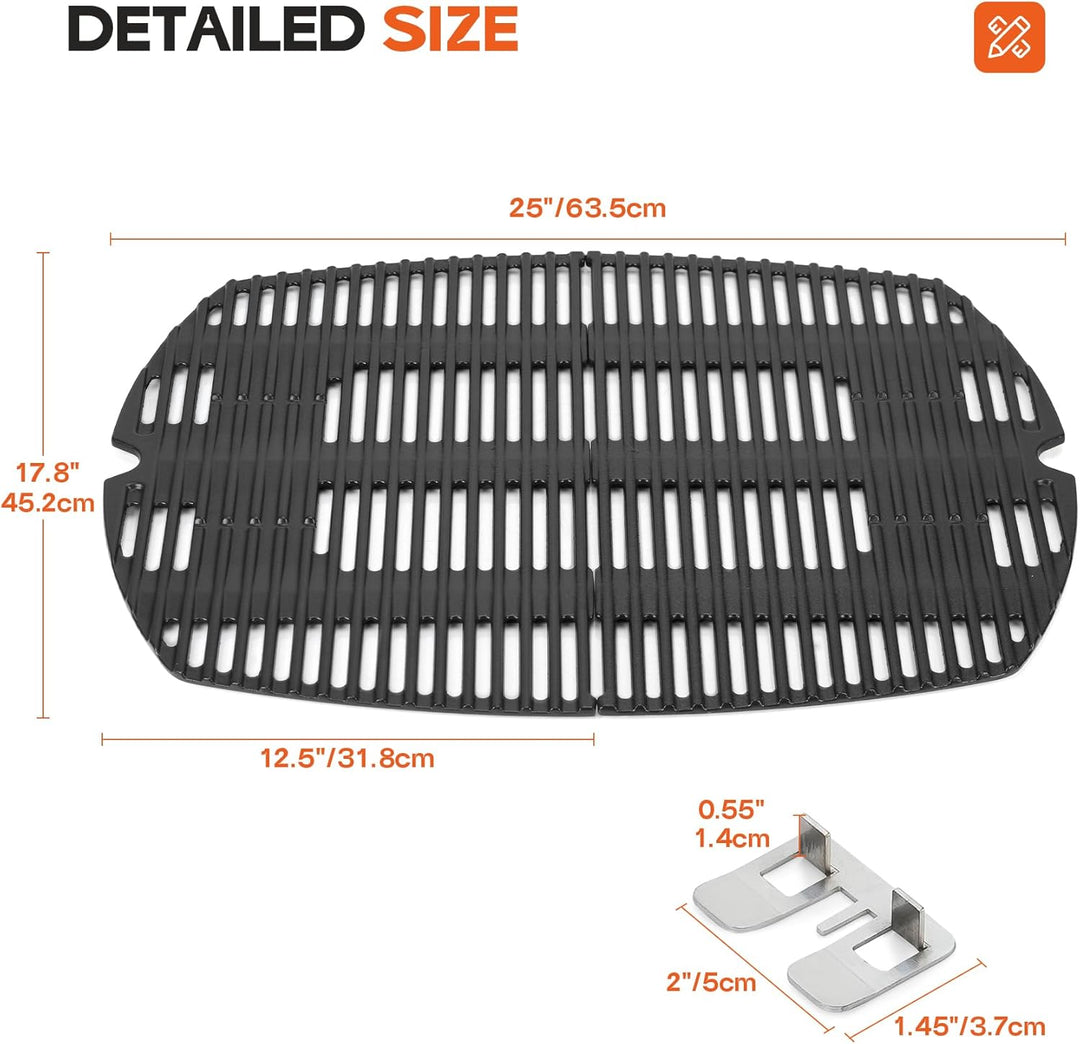 Onlyfire Grillrost Gusseisen für Weber Q300, Q320, Q3000, Q3100, Q3200 Serie Gas Grill,BBQ Ersatz fü