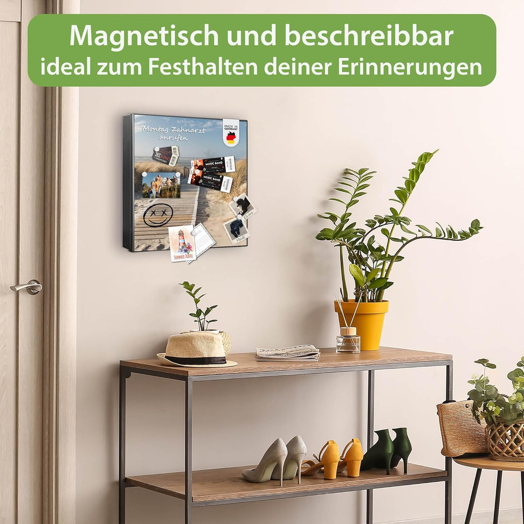banjado Grosser Schlüsselkasten Glas - Schlüsselbox 30x30cm mit 50 Haken - Schlüsselkasten modern fü