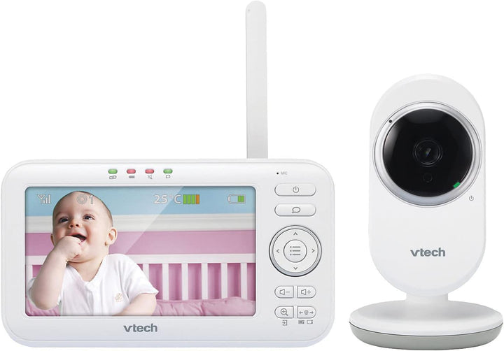 VTech VM5252 Babyphone mit Kamera, Babyfon mit beweglicher Kamera, 5" LCD-Farbbildschirm und Nachtsi