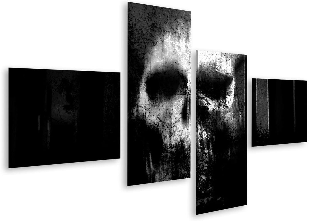 islandburner Bild auf Leinwand Horror Schädel Schwarzweiss Horror Hintergrund Für Halloween Und Film